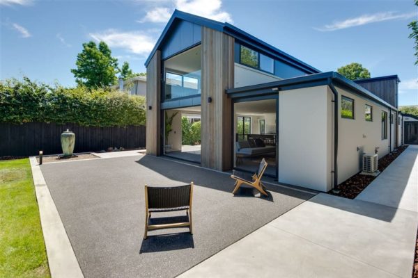 An asphalt and concrete house patio in Christchurch done by Concrete4U