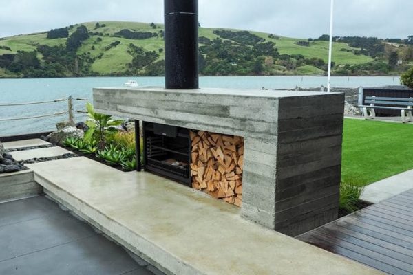 A concrete fireplace at a residential home in Sumner by Concrete4U