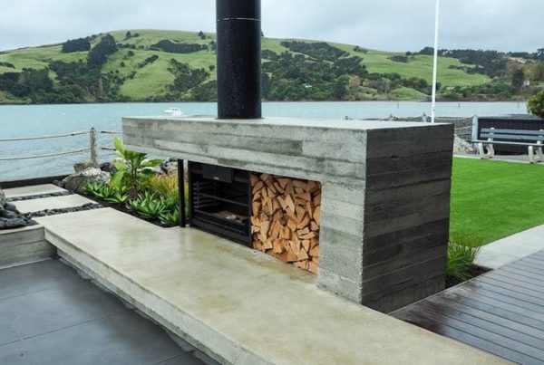 A concrete fireplace at a residential home in Sumner by Concrete4U