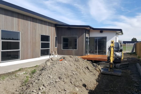 A landscaping excavation at a home in Riccarton done by Concrete4U