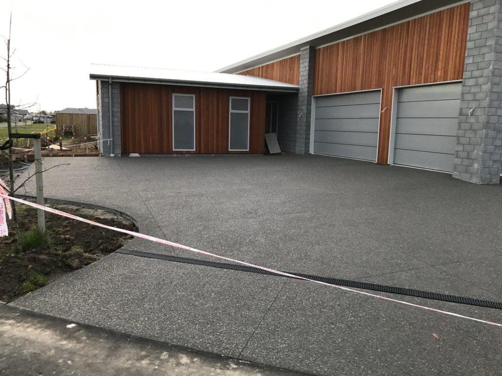 An exposed aggregate driveway completed by Concrete4U in Christchurch